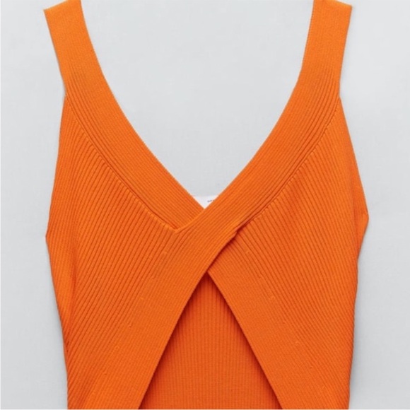 NWT Bloggers Fav Zara Orange Cut-Out Midi Dress Large - Picture 3 of 8